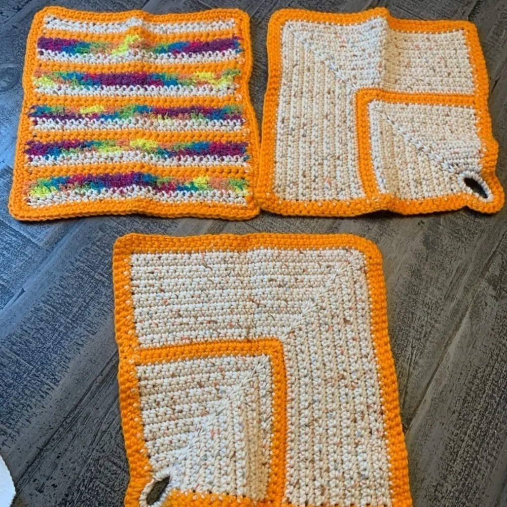 Handmade Crochet Pot Holders 9.5”x9.5”, handcrafted.